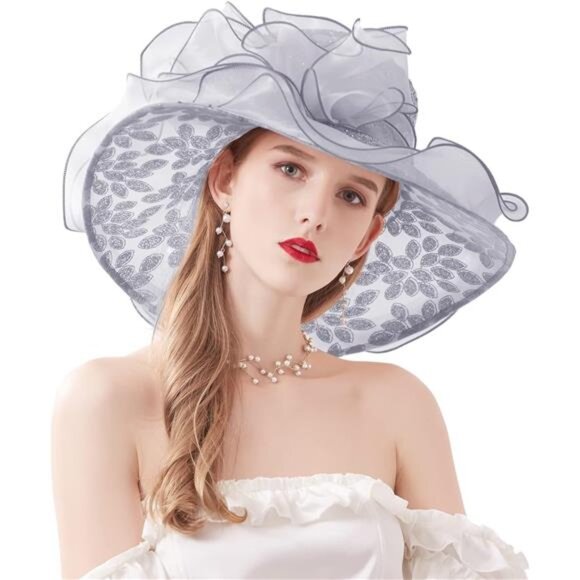 Organza Church Fascinator Hats 01c Grey